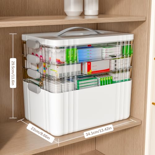 image for ARSTPEOE 4-Tier Medicine Organizer - Portable Medicine Cabinet with Pl