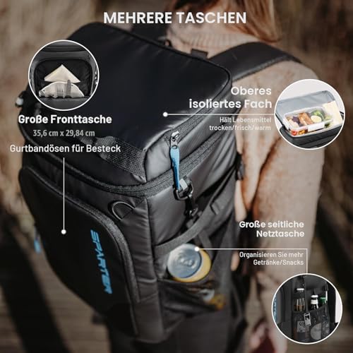 SPARTER 28L Kühlrucksack, 49 Dosen Kühltasche Rucksack, Auslaufsicher – Ansicht 4
