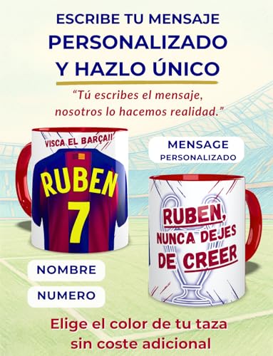 Miniatura 4 de El Detallito Taza Barcelona Personalizada Fútbol Nombre Número Y Dedicatoria Equipaciones Cerámica Regalo Original Dia Del Padre Niños Cumpleaños Tazas Desayuno Ceramica 350ml Barça