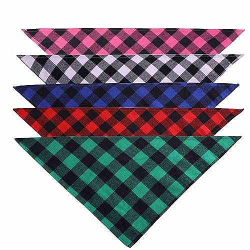 SHTGOI Pack of 2 Dog Bandanas, Classic Checked Neckerchief, Cotton Bandanas, Adjustable Triangular Scarf, Dog Handkerchiefs - Image 2
