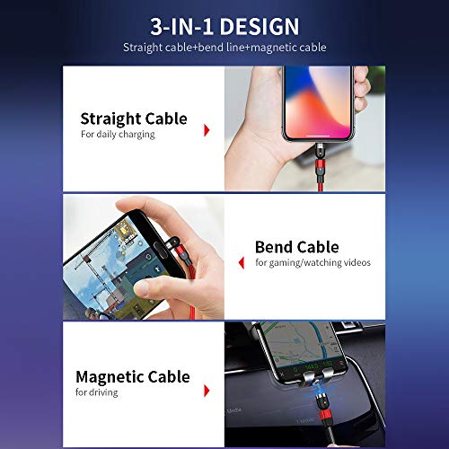 Btuty Cabo de dados de sucção magnética giratória de 540 graus Cabo de carregamento rápido 3A Cabo d