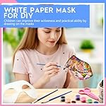 Leyndo Paper Mache Art Mask White Craft Masquerade Masks and Gem Stickers DIY Blank Mardi Gras Halloween Cosplay Party - Image 5