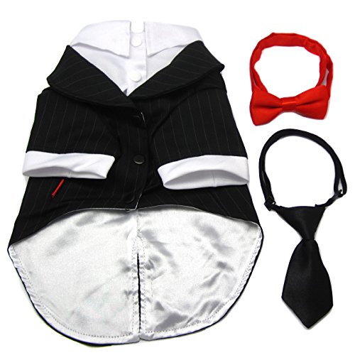 Alfie Pet - Oscar Formal Tuxedo With Black Tie And Red Bow Tie - Color: Black, Size: Xxl #TOP5