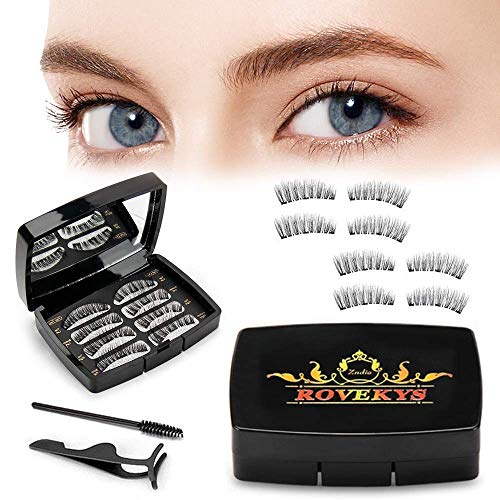 Magnetische Wimpern, Künstliche Ultradünne Magnete,Geringes Gewicht,Mit Pinzette,Einfach zu Tragen,Handgefertigte 3D Wimpern Magnet,Wiederverwendbar Ohne Klebstoff?2 Paare?