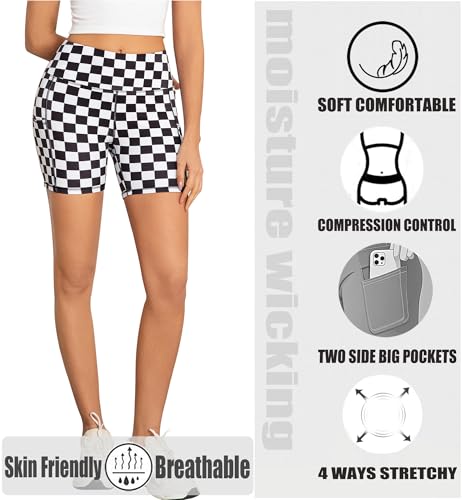 AHLW Workout Biker Shorts for Women with Pockets - High Waisted Stretchy Buttery Soft Athletic Running Yoga Shorts 5 inches4