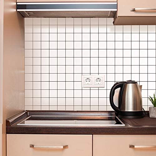 Ecoart Peel And Stick Wall Tile 10" X 10" Backsplash Stick On Kitchen Bathroom 16 Cells Square Brick Stick Tile Sticker(6 Sheets) (White) #TOP1