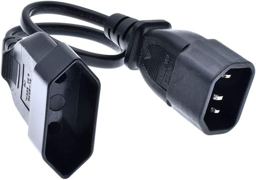 Toptekits IEC 320 C14 to EU Europe CEE 7/16 2-Prong Female Socket Short Power Cord 1ft for UPS PDU,Euro EU C14 Plug Adapter Short Power Cable IEC Cable,18AWG,1ft/30cm