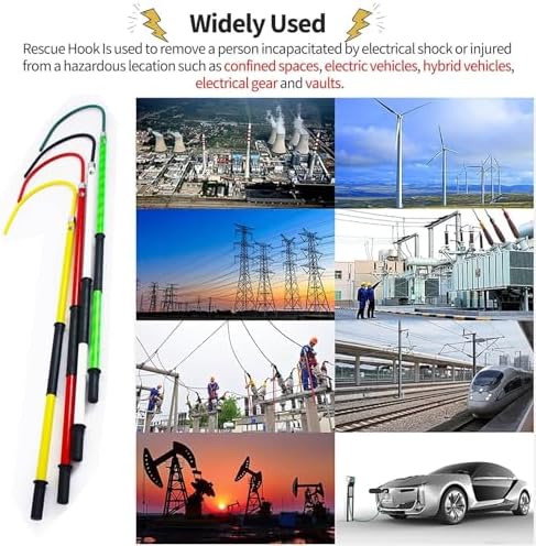 Portable Emergency High Voltage Hook, 10kV 35kV 110kV 220kV Insulated Fiber Pole, Safe Utility Hook for Power Line Maintenance, Lightweight and Durable
