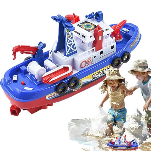 Ferngesteuertes Boot mit Licht und Musik – elektrisches ABS, Rettungsboot mit automatischem Wasser | Spielzeug Feuerwehrboot für Jungen, Mädchen, Pool, Bad, Aquati Aktivitäten