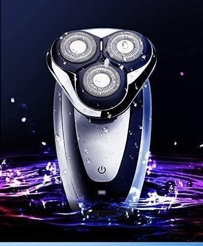 Miniatura 3 de KouRy Afeitadora eléctrica para hombre, rasuradora giratoria recargable por USB azul para hombres, IPX6 impermeable, maquinilla de afeitar eléctrica