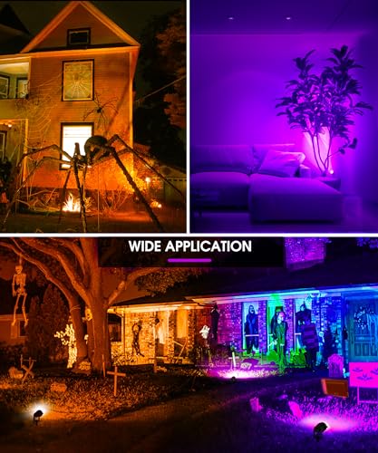 Image of L LOHAS LED Orange and Purple Halloween Outdoor Spotlight 5W 2 Pack