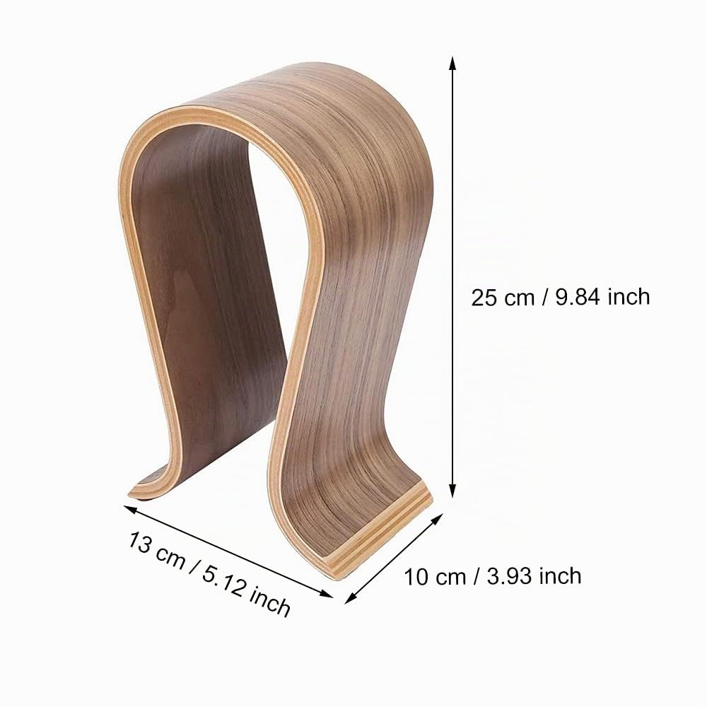 Supporto per casco in legno di noce, supporto per cuffie audio, porta casco universale, a forma di U, ecologico, durevole, antiscivolo, per casa, ufficio, negozio (marrone)