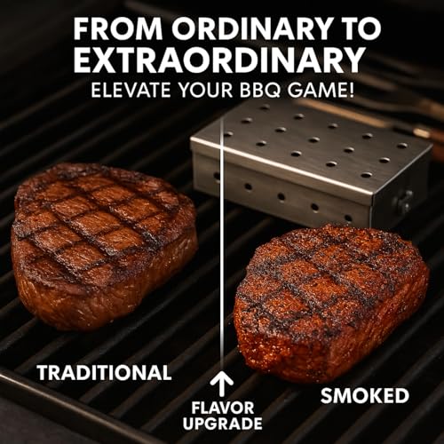 Smoker Box Wood Chips for BBQ Grill Stainless Steel Smoking box Pellet Add Barbecue Flavor