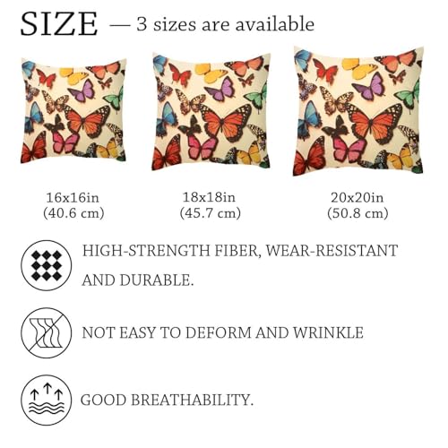Housse de coussin en velours doux 50x50 cm avec motifs de papillons lumineux