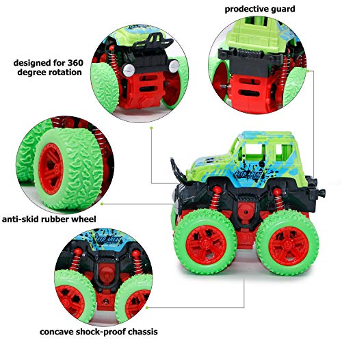 Image of Zest 4 Toyz Unbreakable Monster Truck Friction Powered Cars Toys Big Rubber Tires 360 Degree Rotation Stunt 4WD Cars Birthday Gift for Kids (Multicolor) Pack of 4