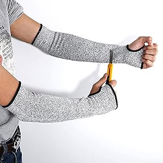 2PCS Arm Protection Sleeves with Thumb Hole, Level 5 Cut Resistant Protective Work Sleeve Anti Cut Guard Bracers, Forearm, Wrist Arm Protector for Garden Kitchen Farm Work