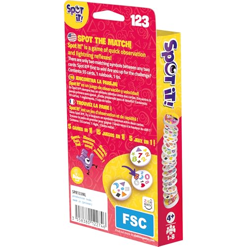Asmodee Spot It! 1,2,3 (2024 Refresh) - Eco-Blister Edition, 5-in-1 Visual Perception Game for Quick Reflexes and Family Fun, Ages 6+, 2-8 Players, 10 Minute Playtime by Asmodee - Used condition - Image 3