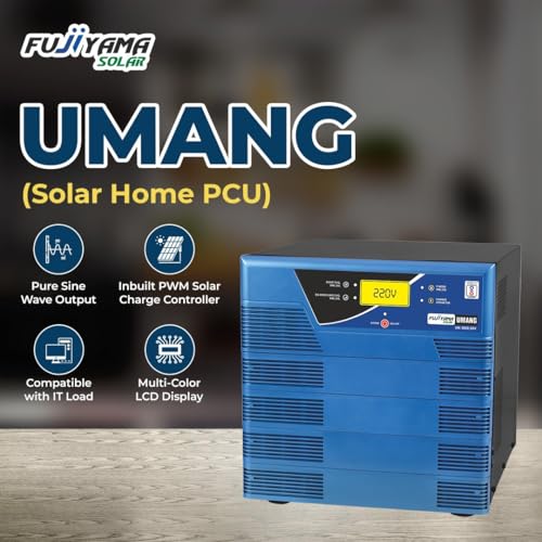 Image of Fujiyama Umang 3000VA /24 Solar Inverter | inbuilt PWM Solar Charge Controller | Pure Sine Wave | 36-Month Warranty | Hybrid, Smart Mode, LCD Display | for Home, Office & Shop (Umang 3500)