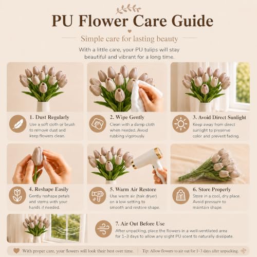 Image of Mandy's 20pcs Artificial Light Brown Tulips