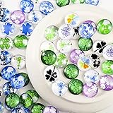 HERZWILD Mosaik Kuppel Glas cabochons 200PCS 12MM Gemischte Farbe klee Glaskuppel für Armband Anhänger Halskette Manschettenknöpfe Ringe Schmuckherstellung(B)