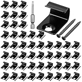 Afcabakila 50 Pack Starter Deck Clips Universal, Black Stainless Steel Hidden Fasteners with 52 Torx Screws and 1Torx Bit for Composite Decking Boards/Grooved/Perimeter Decks
