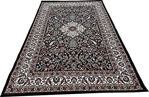 Image of Thick n Soft Acrylic Carpets for Home Living Room Bedroom with 12 MM Pile Height Thickness 6 Feet x 9 Feet Black Colour