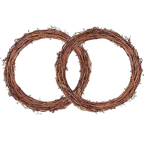 Gad2go 2 Pack Christmas Wreath 30cm Christmas Rattan Wreath Base Hand-woven Round Wreath Frame for Christmas Halloween Thanksgiving Door Wall Decor