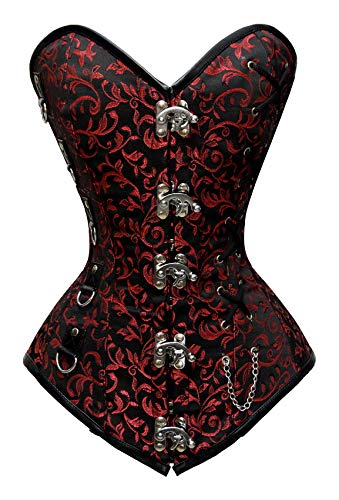 Luvsecretlingerie Heavy Duty 26 Double Steel Boned Waist Training Brocade Long Overbust Shaper Corset #8702-BRO