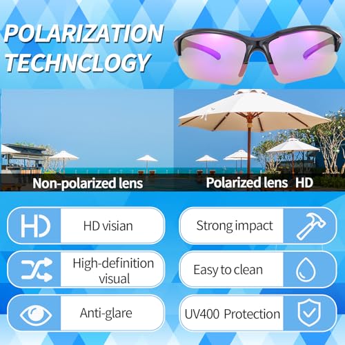 GGSTDDUP 4 Pack Polarized Sports Sunglasses for Men Women, UV Protection Lightweight Half Frame Sun Glasses for Outdoor Bicycle Motorbike Driving Fishing Golf, white+purple+navy blue+dark green by GGSTDDUP - Image 3