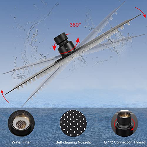 Image of Filter Shower Head, High Pressure 8 Inch Rainfull with Filter Combo for Hard Water, Remove Chlorine Fluoride and Harmful Substances- 1 Replaceable Filter Cartridge (Square, Matte Black)