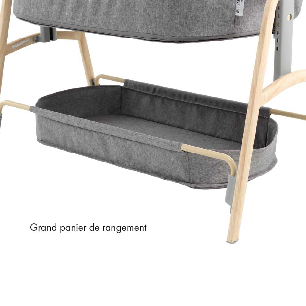 Lit bébé cododo Wesleep William Kent avec matelas 2,5cm, hauteur réglable 7 niveaux, fenêtre filet et sangles, panier rangement