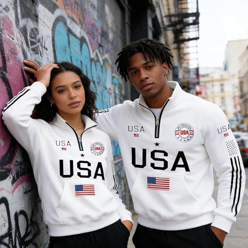 Sweat-shirt gaufré américain à manches longues et pull col montant pour homme de style usa