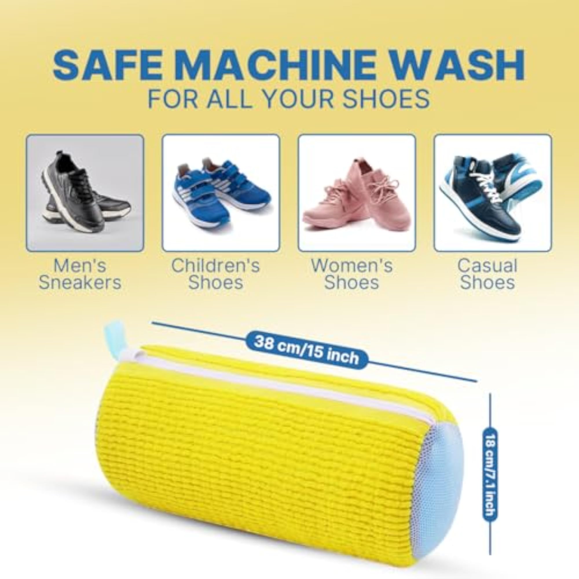 Shoe Washing Machine Bag with Hidden Side Zipper, Reusable