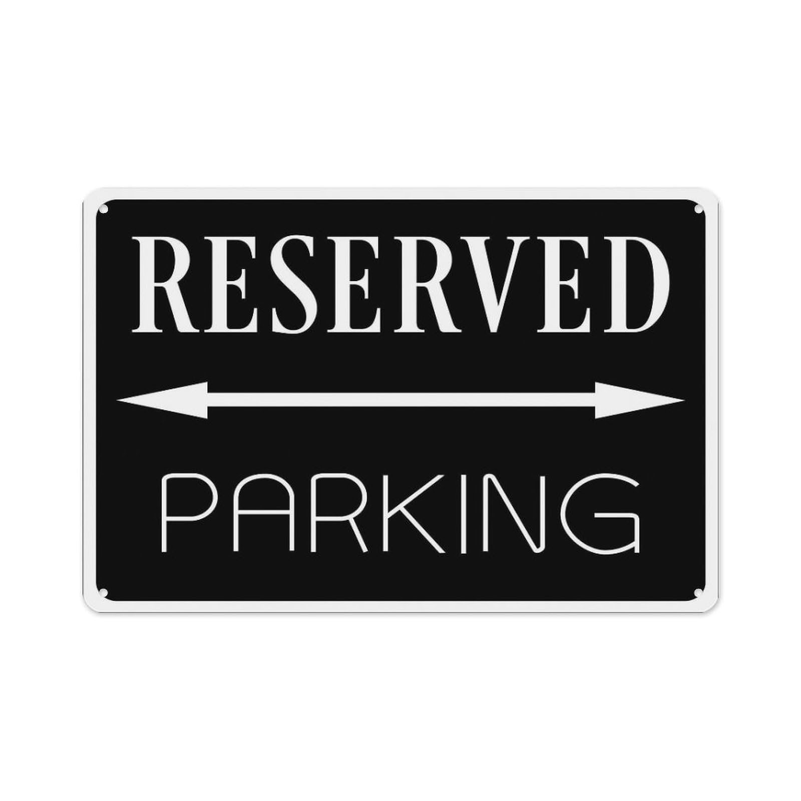 peiyeety Reserved Parking Black Sign Aluminum Tin Warning Signs for Home Outdoor Garden 12X16 Inches