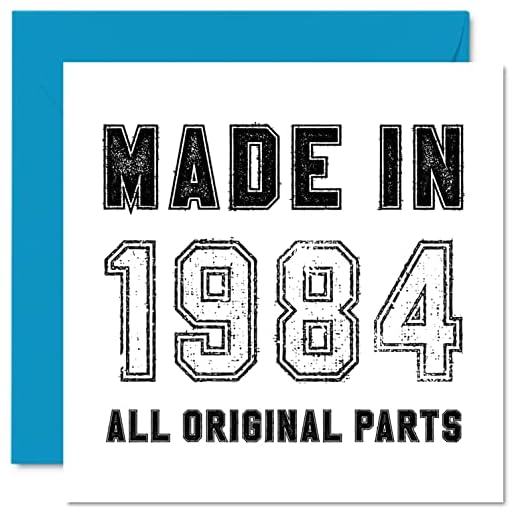 Tarjeta felicitación 38 cumpleaños hombres, mujeres, él ella, fabricada en 1984, todas las piezas originales, divertida tarjeta felicitación 38 cumpleaños papá, mamá, hermano, hermana, 145 mm x 145 mm