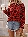 Floerns Women's Leopard Print Long Sleeve Frill Trim Mock Neck Blouse Tops Red M