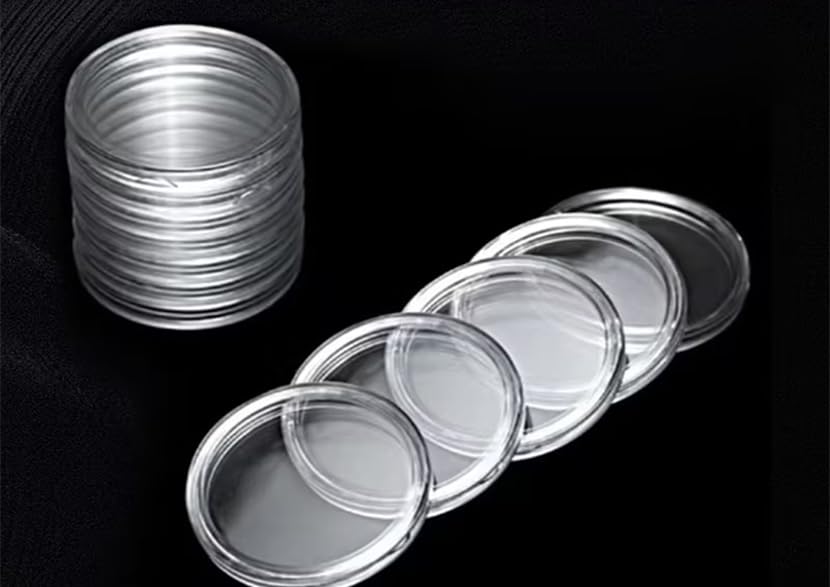 Pxiryanlow 10PCS Round Clear Plastic Coin Storage Capsules, 37mm, Coin Holder