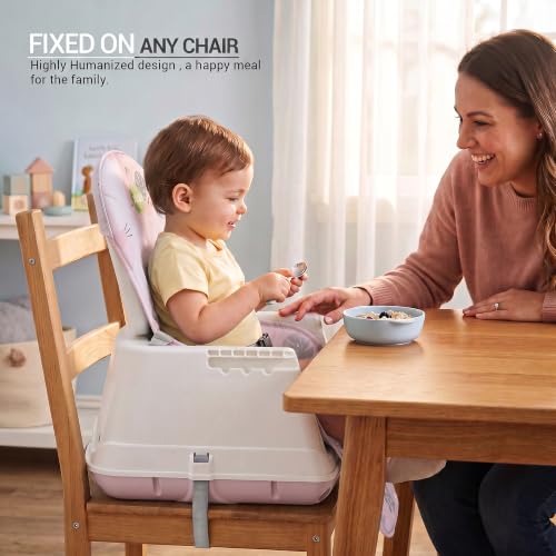 Image of Baybee 4 in 1 Convertible High Chair for Kids | Foldable Baby Feeding Chair with Safety Harness, Adjustable Tray, Booster Seat | Easy to Clean, Portable Dining Chair (Lite Pink)