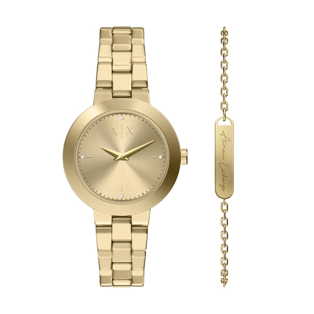 Armani Exchange Women's 36MM Gold-Tone Stainless Steel Watch, AX7177SET