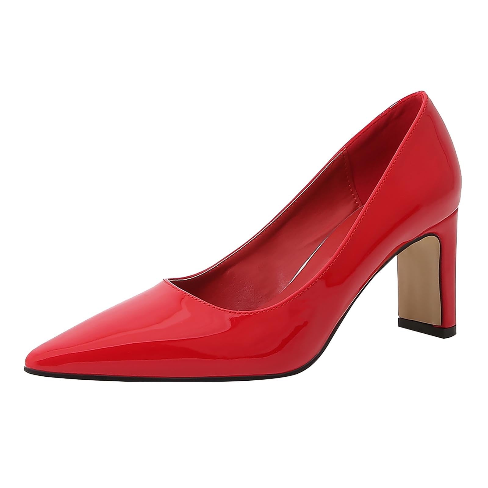 Absatzschuhe Damen Elegant Spitz Pumps Blockabsatz High Heels Slip On | Hohe Schuhe Geschlossene Zehen Party Schuhe, Modischer Leder Kleid Schuhe Bequem Abendschuhe Für Büroarbeit Party