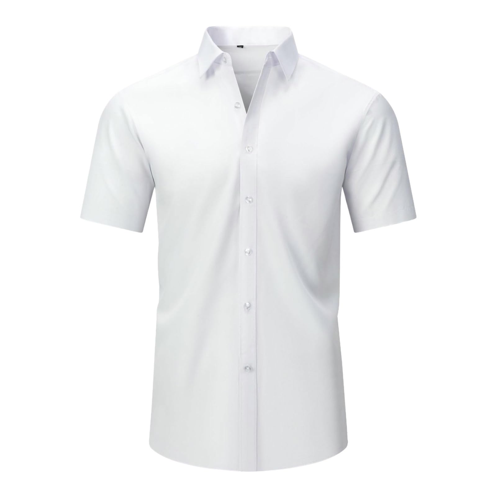 USTZFTBCL Camicia da uomo a maniche corte tinta unita slim fit abbottonata resistente alle rughe