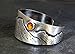 Harvest Moon over Mountains Handmade Artisan Sterling Silver Cuff Bracelet with Amber