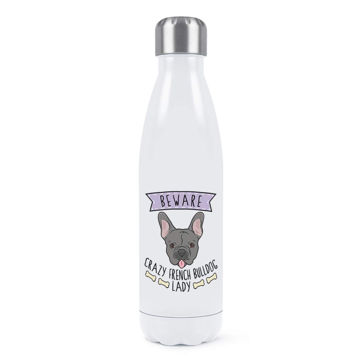 Bouledogue Français gourde inox sport pour randonnée et bureau 500ml