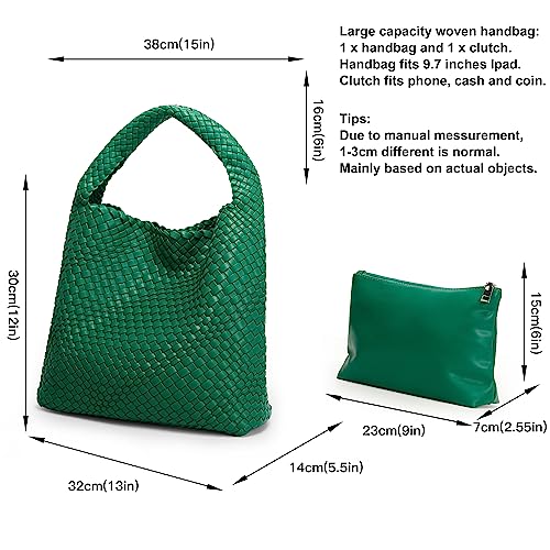 Image of Queenoris Fashion Hobo Bags for Women Top-handle Shoulder Bag Vegan Leather Purses Soft Summer Tote Bag | WOVEN