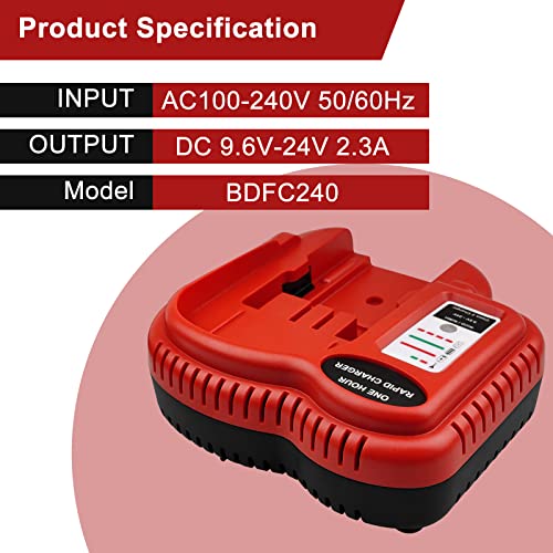 2Packs 18V 3.6Ah HPB18 Replacement Battery Compatible with Black and Decker 18 Volt Battery 244760-00 A1718 FS18FL and BDFC240 Charger Compatible with Black and Decker 9.6V-18V Ni-Cd&Ni-Mh Battery