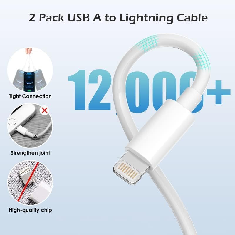 Image of Charging for iPhone Charger [Apple MFi Certified] 2Pack Lightning Cable Data Sync Charging Cord with USB A Wall Charger Block Travel Plug for iPhone 14 /13 /12 Mini /11 Pro Max /10 /XS /XR /X /8 /SE2022,iPad