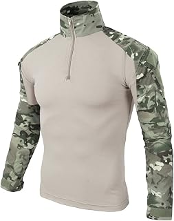 Combat Shirt Camouflage Tactical Shirt Men's Shirt Slim Fit Long Sleeve Camouflage Shirt Paintball Airsoft Army Military Shirt German Army T-Shirt Military Uniform