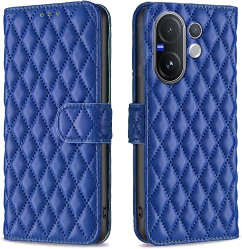 Image of ClickCase for vivo V60e 5G Puffer Bubbly Soft Faux Leather Back Case Magnetic Wallet Flip Cover for vivo V60e 5G (Navy Blue)
