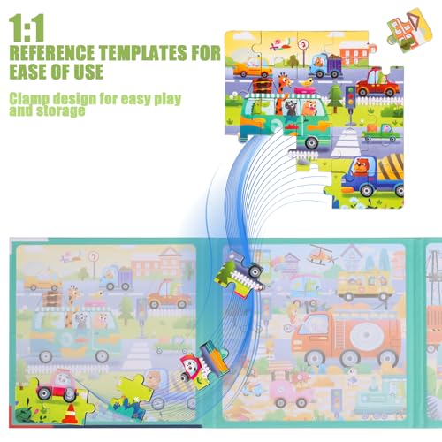 Dncvb 97 Pieces Magnetic Jigsaw Puzzles for Kids Travel Games, 3 in 1 Puzzle - Image 4