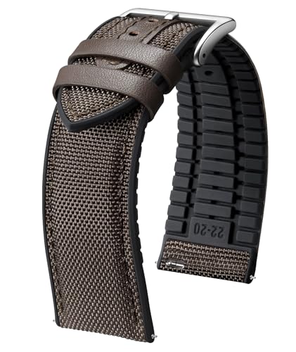 Image of BINLUN Nylon Silicone Watch Bands 18mm 19mm 20mm 21mm 22mm Quick Release Canvas Rubber Hybrid Watch Strap Replacement Watchband for Men Women 9 Colors Silver /Black Buckle
